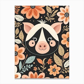 Floral Cute Baby Pig Nursery (23) Canvas Print