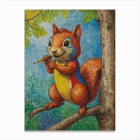 Squirrel With A Pencil Canvas Print