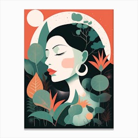 Woman In The Jungle, Minimalism Canvas Print