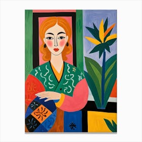 Woman With A Flower Canvas Print