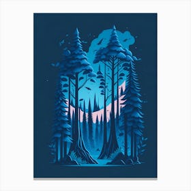 A Fantasy Forest At Night In Blue Theme 83 Canvas Print