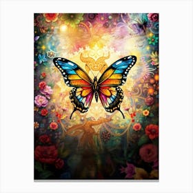 Butterfly And Flowers 5 Canvas Print