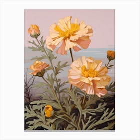 Marigold 3 Flower Painting Canvas Print