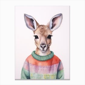 Baby Animal Watercolour Kangaroo Canvas Print