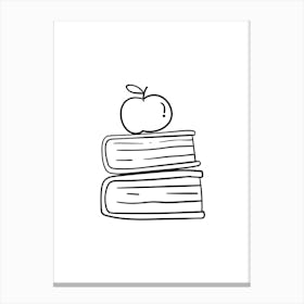 Doodle Apple On A Stack Of Books Canvas Print