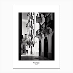 Poster Of Murcia, Spain, Black And White Analogue Photography 2 Canvas Print