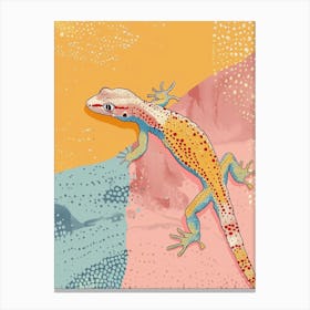 Coral Tokay Gecko Abstract Modern Illustration 1 Canvas Print