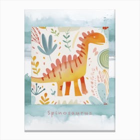 Cute Spinosaurus Dinosaur Watercolour Style 3 Poster Canvas Print