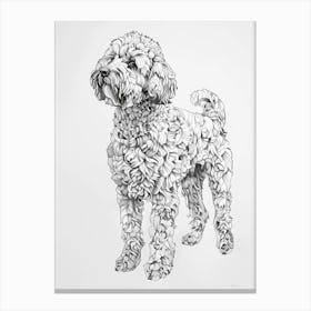 Labradoodle Dog Line Sketch 2 Canvas Print