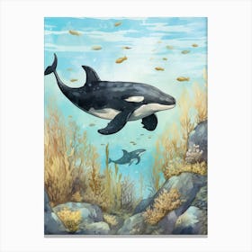 Orca Whale Storybook Illustration  Canvas Print