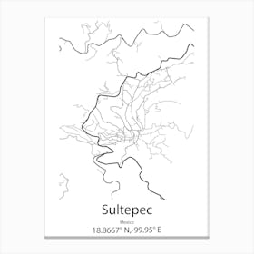 Sultepec,Mexico Minimalist Map Stampe su tela