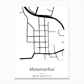 Metamorfosi,Greece Minimalist Map Canvas Print