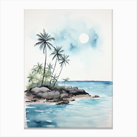 Watercolour Of Punaluu Beach   Hawaii Usa 1 Canvas Print