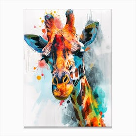 Giraffe Watercolour Face Portrait 2 Canvas Print