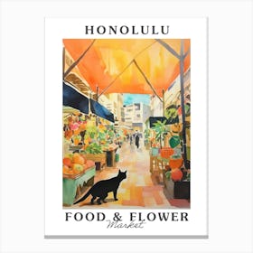 Food Market With Cats In Honolulu 4 Poster Canvas Print