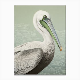 Ohara Koson Inspired Bird Painting Brown Pelican 6 Canvas Print
