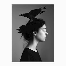 Crow in her head v2 Canvas Print