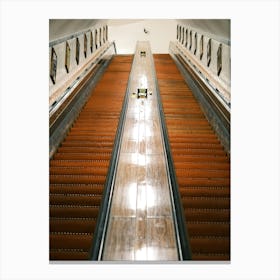 Escalator In A Metro Station // Antwerp, Belgium Travel Photography Canvas Print