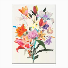 Lily 1 Collage Flower Bouquet Canvas Print