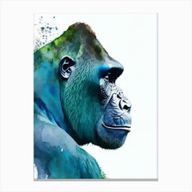 Side Profile Of A Gorilla Gorillas Mosaic Watercolour 1 Canvas Print