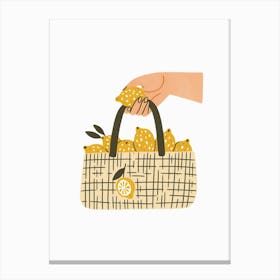 Hand Holding A Basket Of Lemons Aesthetic  Canvas Print