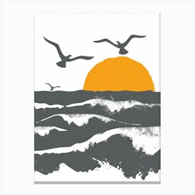 Seagulls At Sunset Canvas Print