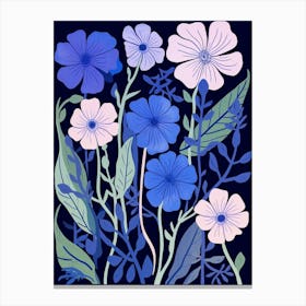 Blue Flower Illustration Phlox 2 Canvas Print