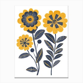 Yellow And Blue Flowers 3 Canvas Print