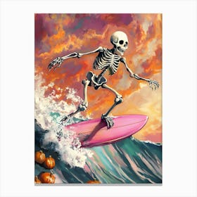 Skeleton Surfboard 1 Canvas Print