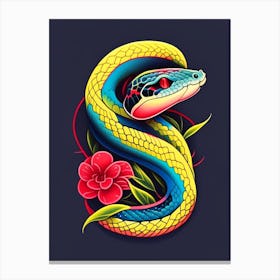 Eastern Rat Snake Tattoo Style Canvas Print
