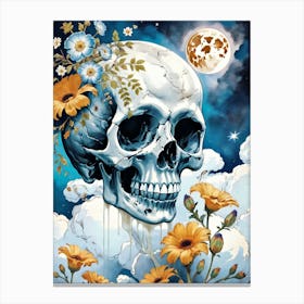 Surrealist Floral Skull Painting (5) Canvas Print