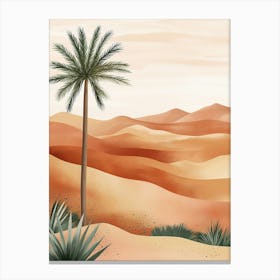 Desert Landscape With Palm Tree Canvas Print