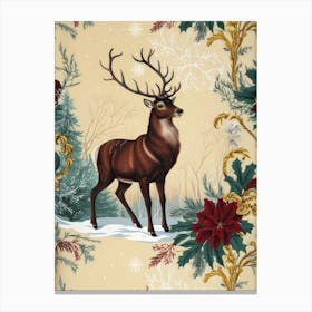 Deer In The Forest 2 Style William Morris Canvas Print