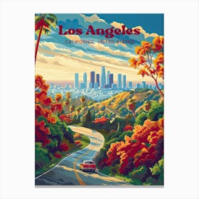 Los Angeles California Retro Travel Art Canvas Print