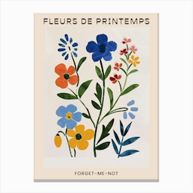 Spring Floral French Poster  Forget Me Not 3 Canvas Print