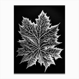 Sugar Maple Leaf Linocut 3 Canvas Print