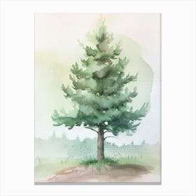 Juniper Tree Atmospheric Watercolour Painting 4 Canvas Print