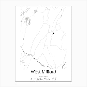 West Milford,United States Minimalist Map Stampe su tela