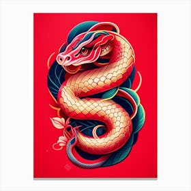 Scarlet Snake Tattoo Style Canvas Print