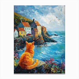 Irish Fishing Village With Cats 4 Canvas Print