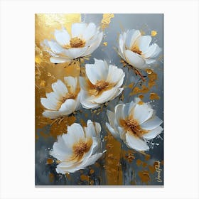 White Flowers With A Touch Of Gold Pt. 4 Canvas Print