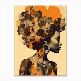 Afro Collage Portrait Retro Canvas Print