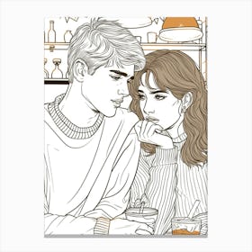 Love At First Sight Couple Aesthetic Cute Illustration Canvas Print