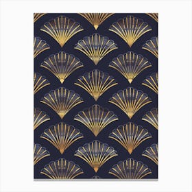 Gold Deco Fan Pattern Canvas Print