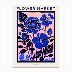 Blue Flower Market Poster Rose 3 Canvas Print