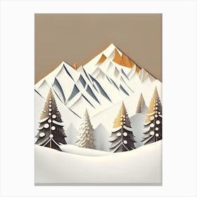 Snowflakes In The Mountains, Snowflakes, Retro Minimal 1 Canvas Print