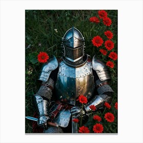 Knight In Armor Laying In The Grass Canvas Print