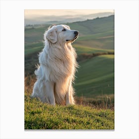 Golden Retriever In The Countryside, Generated AI. Art Print Canvas Print