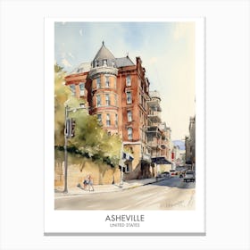 Asheville 1 Watercolour Travel Poster Canvas Print