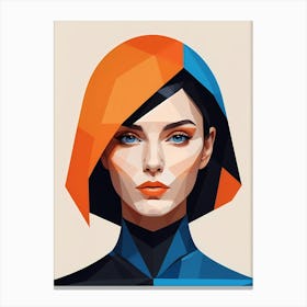 Geometric Fashion Woman Portrait Pop Art Orange (16) Canvas Print